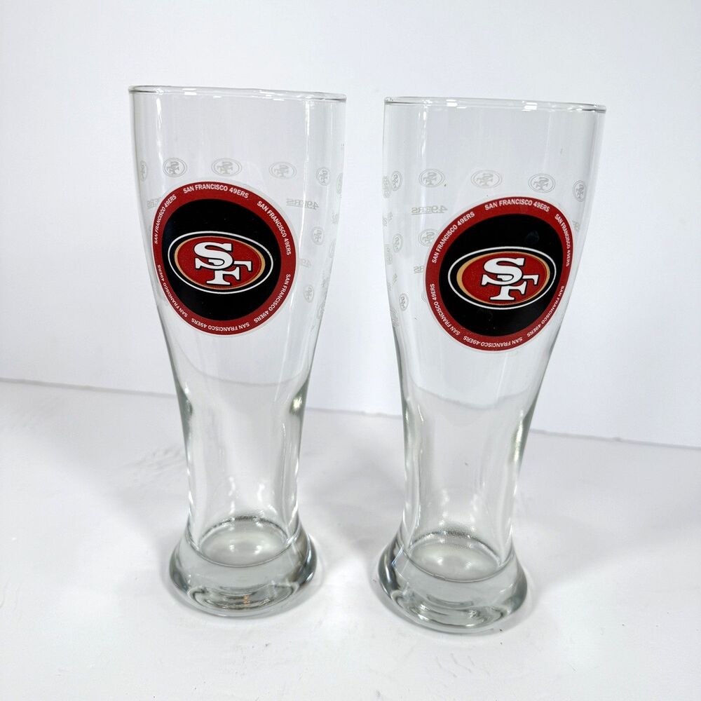 NFL San Francisco 49ers - 12oz Pilsner Glass Set of 2 Collectible VTG 2008